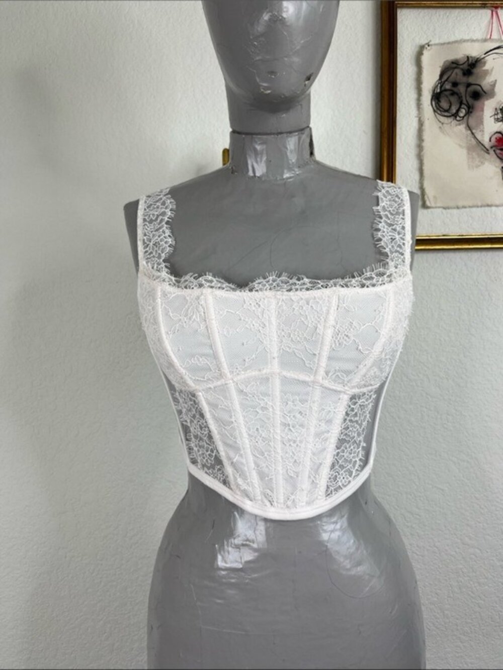 Victoria's Secret Lace Corset Dream Angels Coconut White Embroidered Bustier Top
